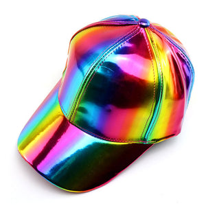 Rainbow Holographic Rave Cap