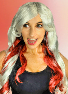 Red and Grey Two Tone Vamp Wig